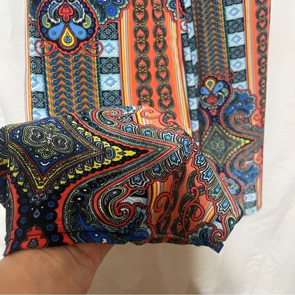 New Multicolor Boho High Rise Flare Wide Leg Palazzo Pants Butter Soft - Picture 4 of 11